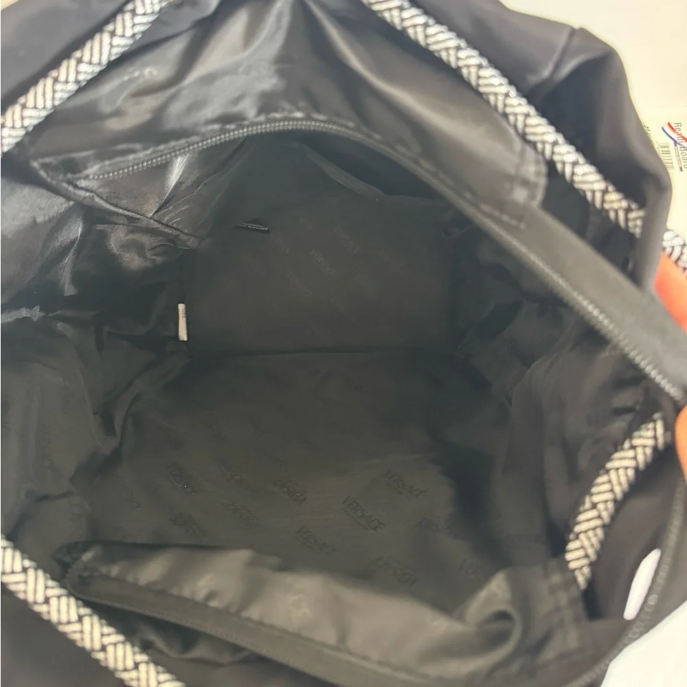 Versace Black Nylon Men's Backpack With Drawstring